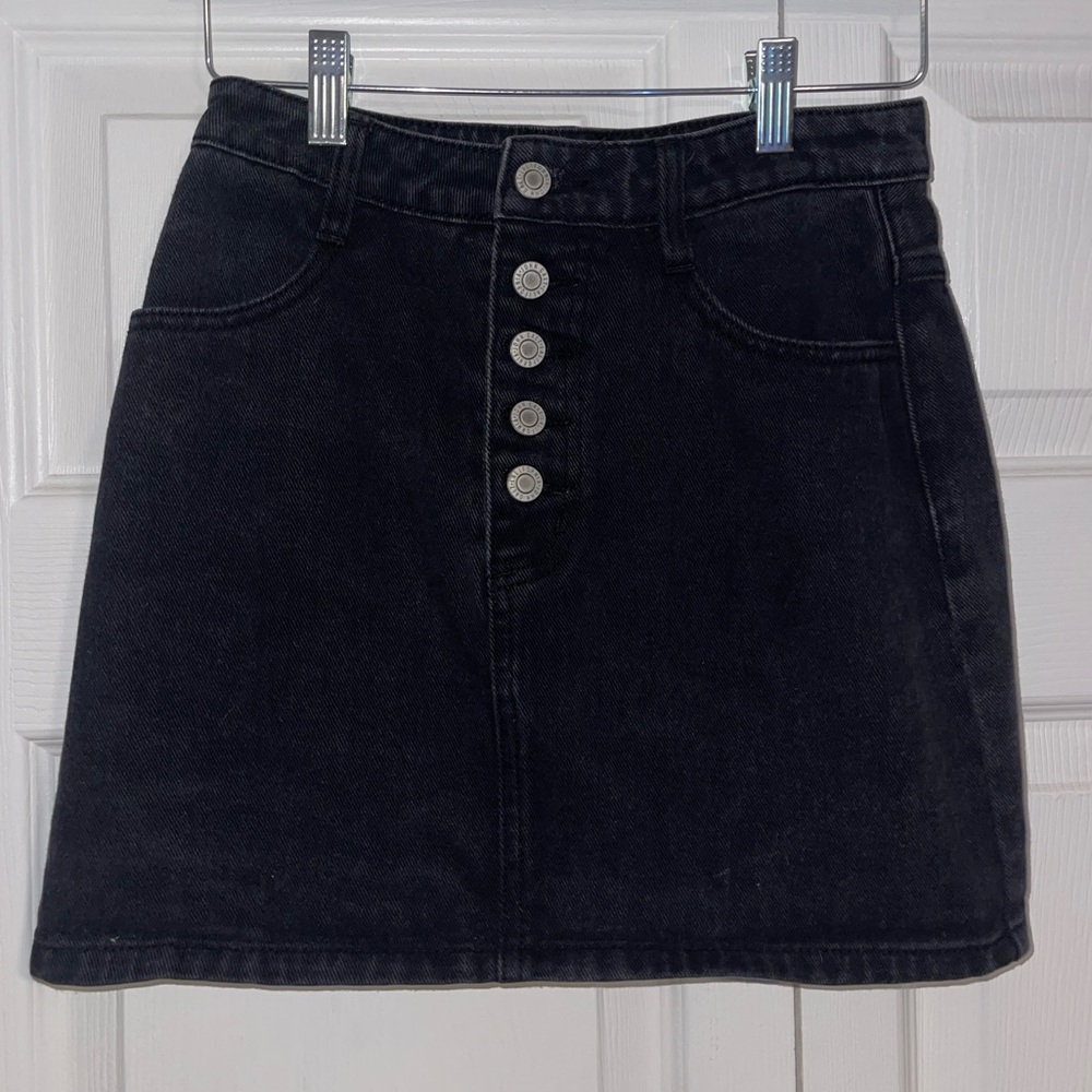 Black wash jean skirt